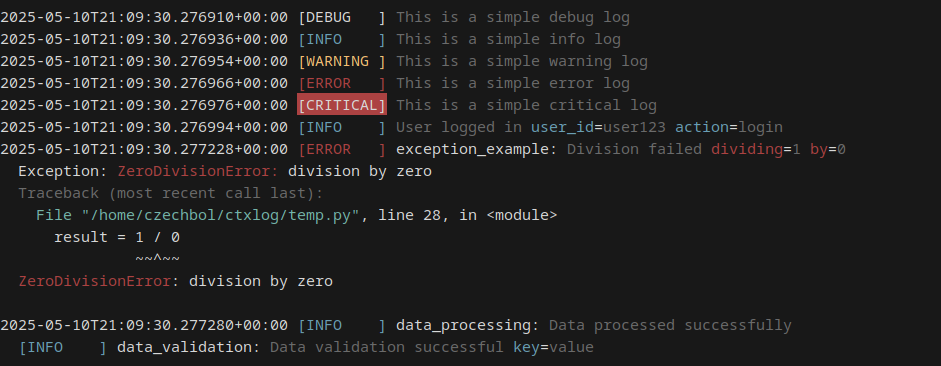 Quickstart Output